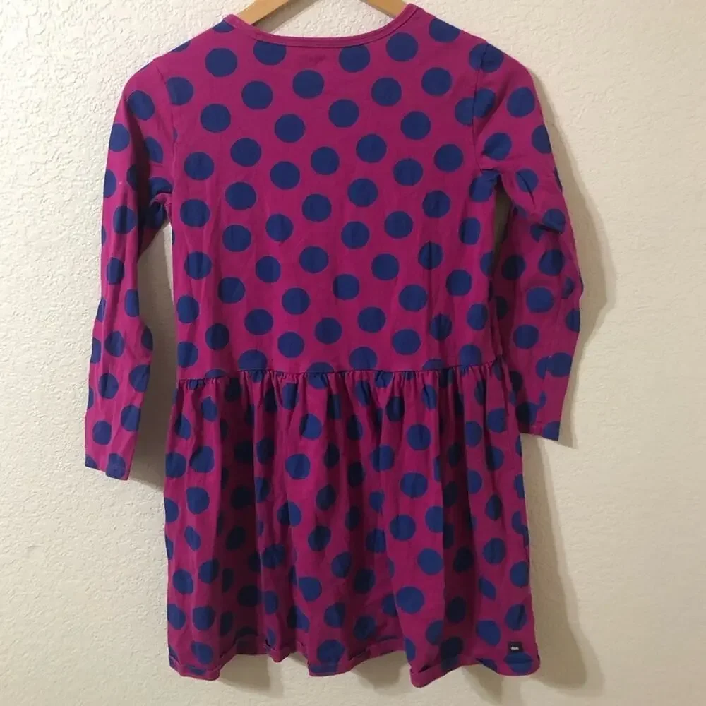 Tea Collection Purple & Blue Polka Dot Skirted Cotton Ruffle Dress - Size 14